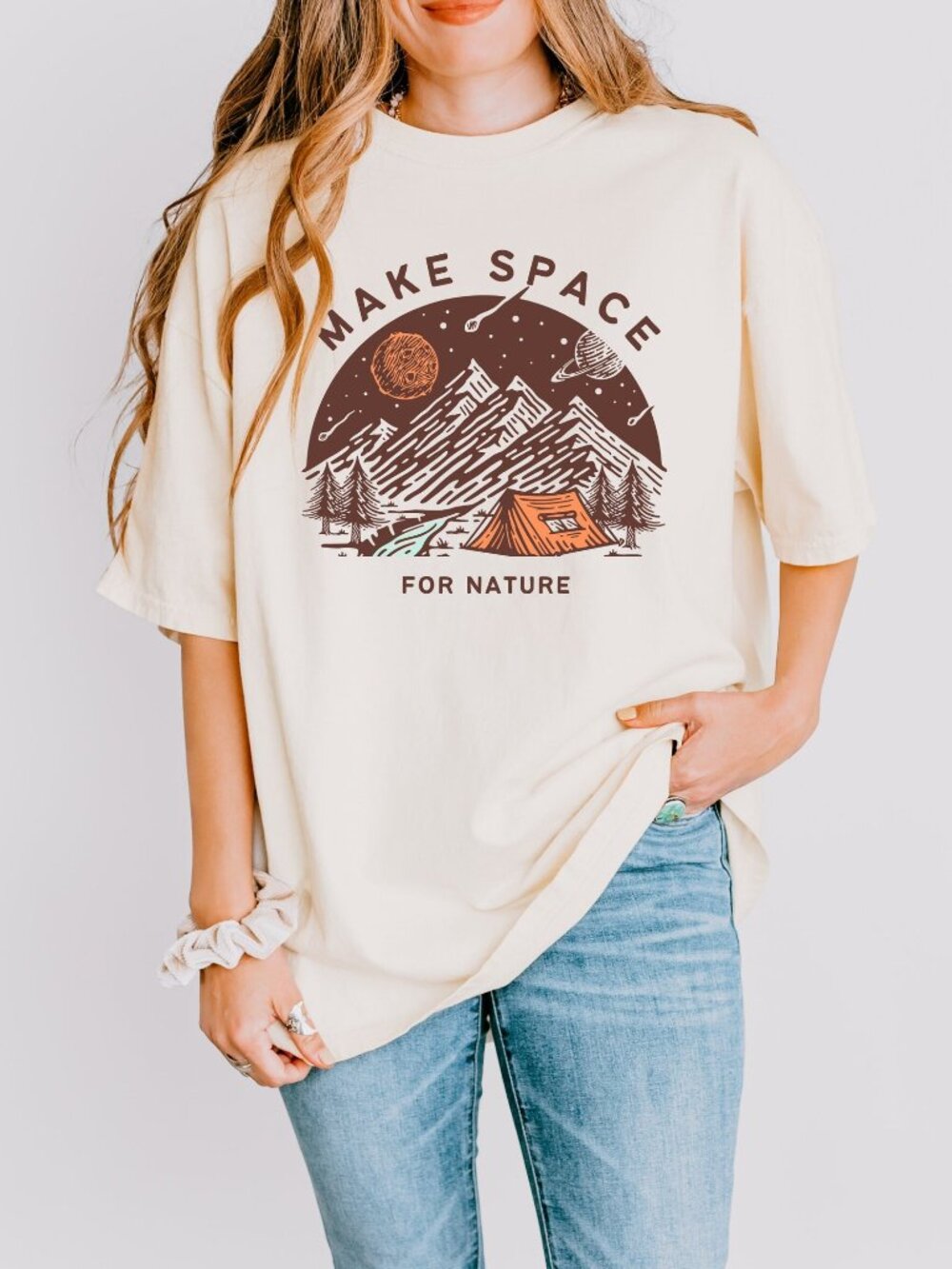 🏕️ Camping Scene T-Shirt | Garment-Dyed Outdoor Adventure Tee